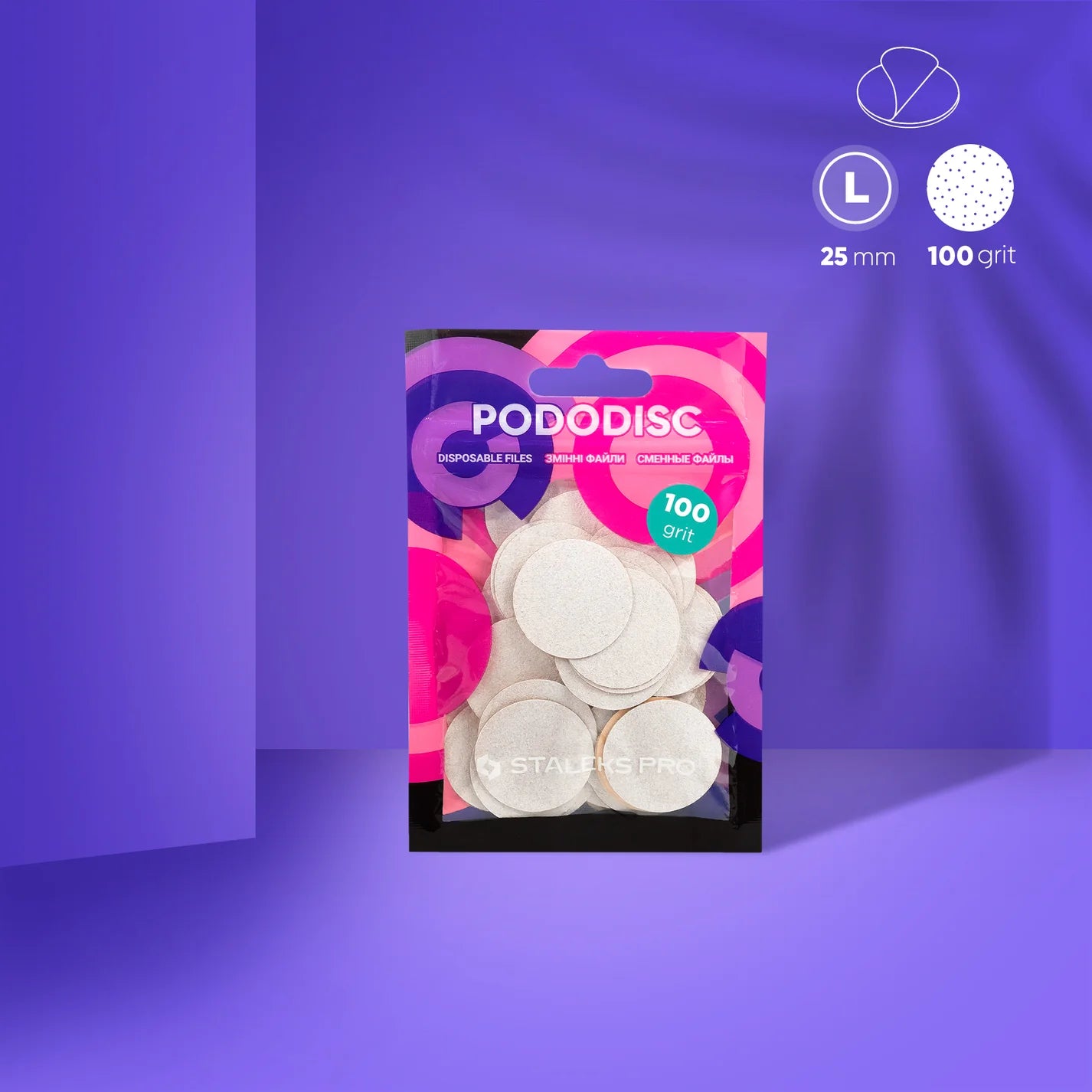 Disposable white files for pedicure disc PODODISC L EXPERT (50 pcs)