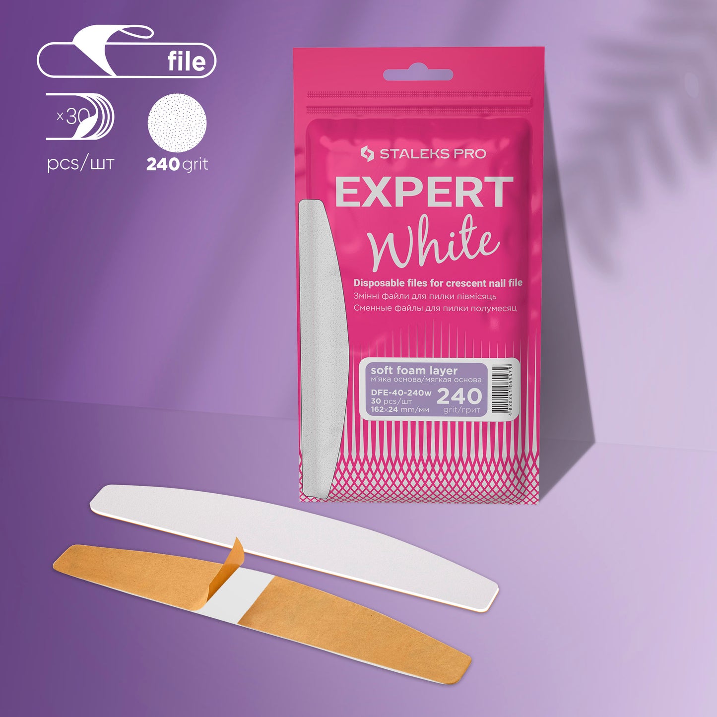 Disposable white files for crescent nail file EXPERT 42 (50 pcs)