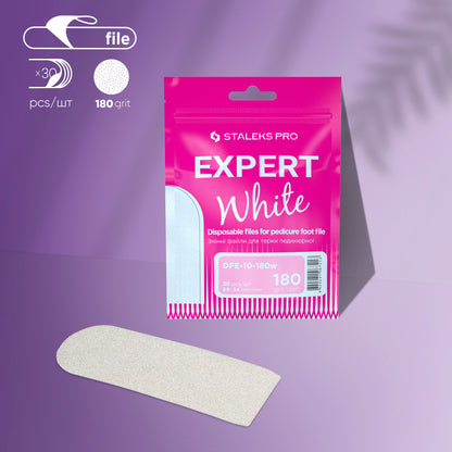 Disposable white files for pedicure grater EXPERT 10 (30 pcs)