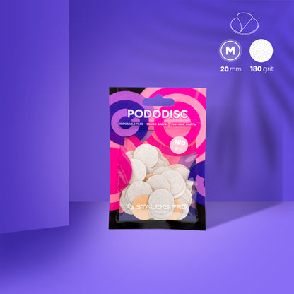 Disposable white files for pedicure disc PODODISC M EXPERT (50 pcs)