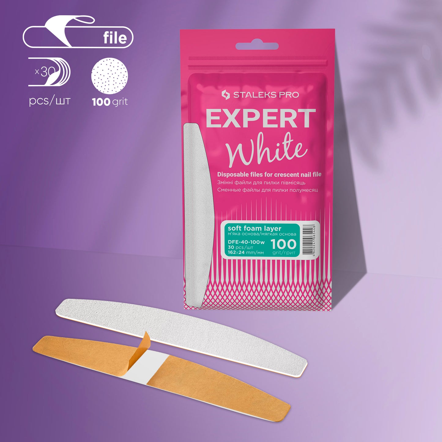 Disposable white files for crescent nail file EXPERT 42 (50 pcs)