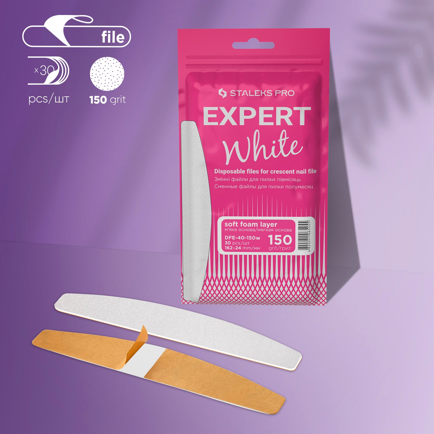 Disposable white files for crescent nail file EXPERT 42 (50 pcs)