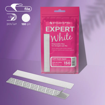 White disposable files for straight nail file - soft base Staleks Pro Expert 20 (30 pcs)