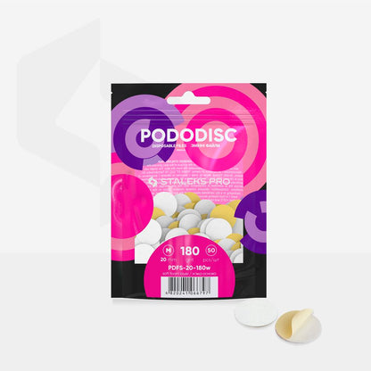 Disposable white files on soft foam layer for pedicure disc PODODISC M EXPERT (50 pcs)